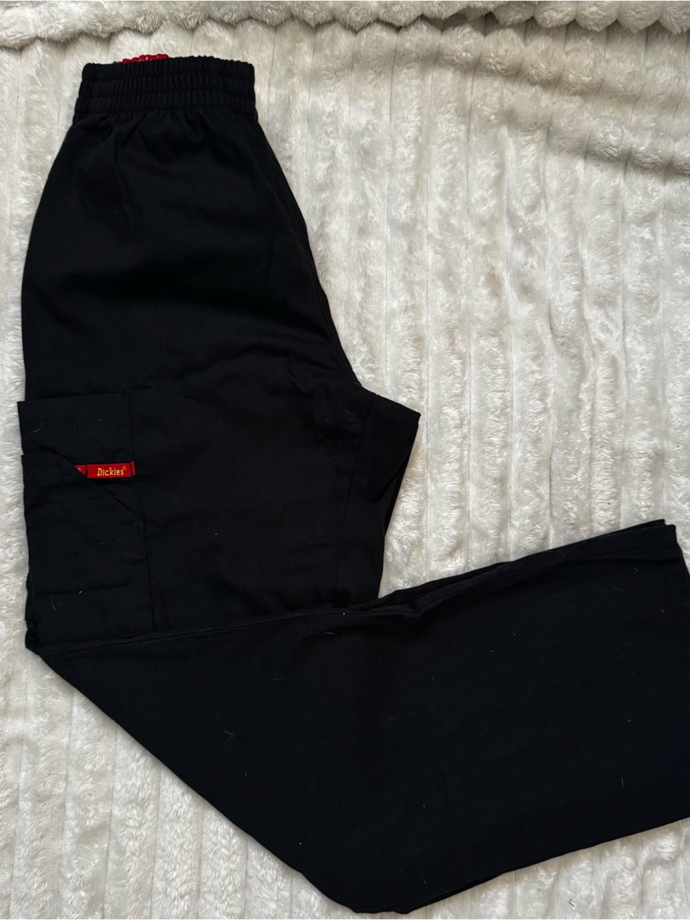 Dickies Black Cargo Work Pants with Red Logo Tab